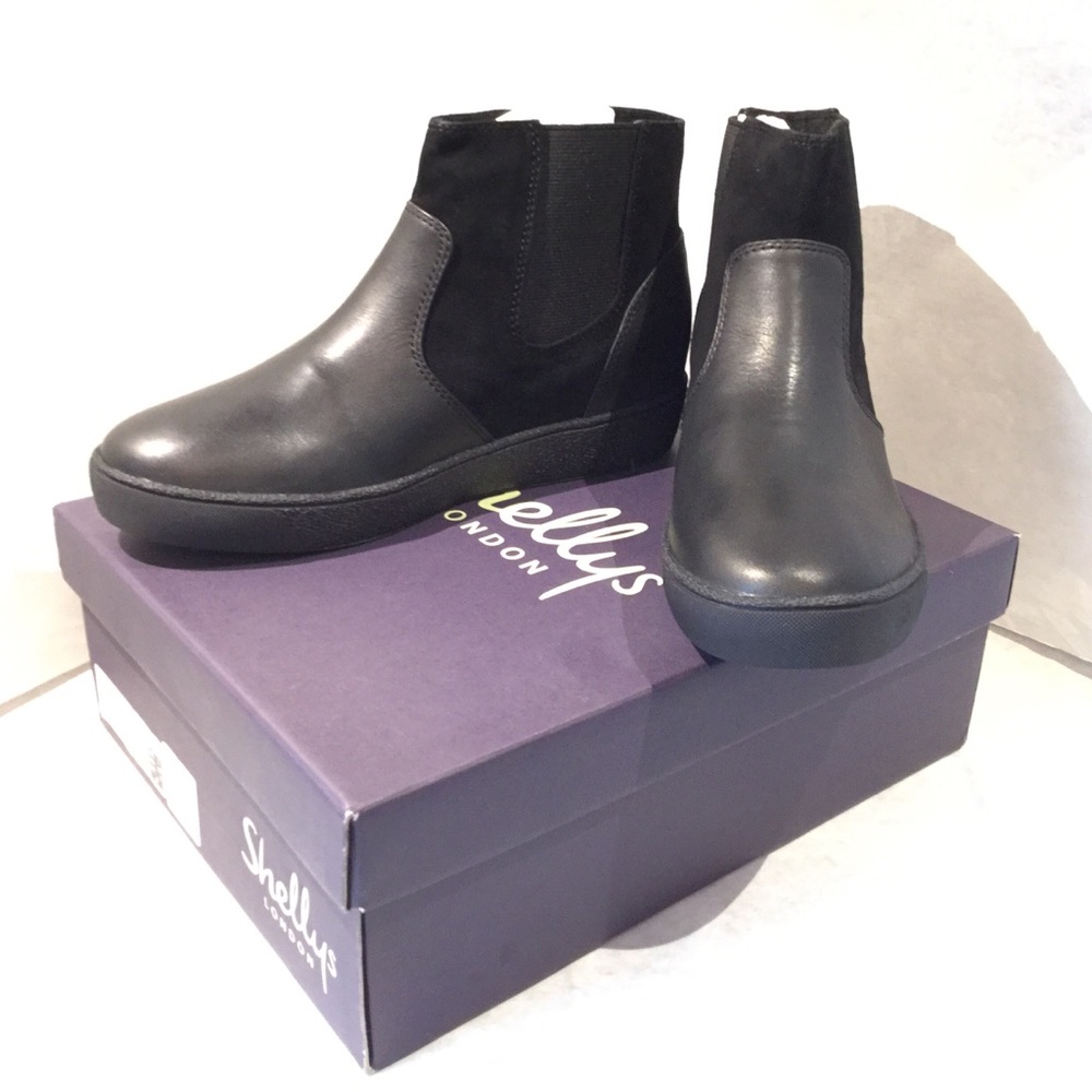 Shellys London black leather Paucien booties